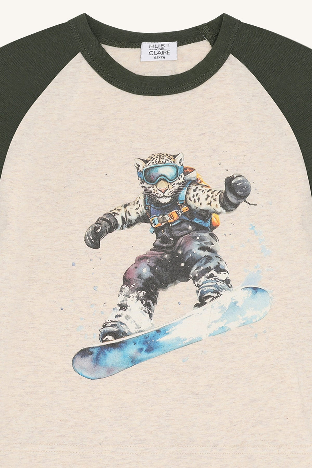 Hust and Claire Anton Langermet T - skjorte Snowleopard – Wheat Melange for barn - Brobrobrille