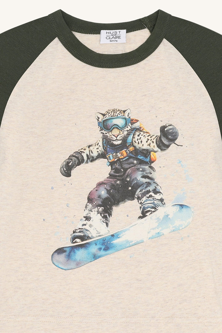 Hust and Claire Anton Langermet T - skjorte Snowleopard – Wheat Melange for barn - Brobrobrille