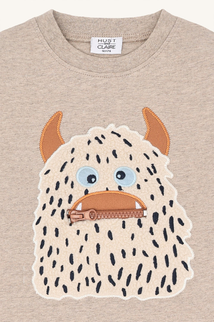 Hust and Claire Anton Langermet T - skjorte Snowmonster – Biscuit for barn - Brobrobrille