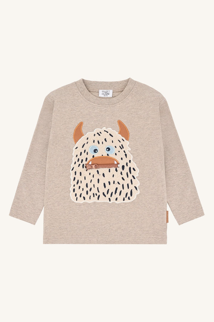 Hust and Claire Anton Langermet T - skjorte Snowmonster – Biscuit for barn - Brobrobrille