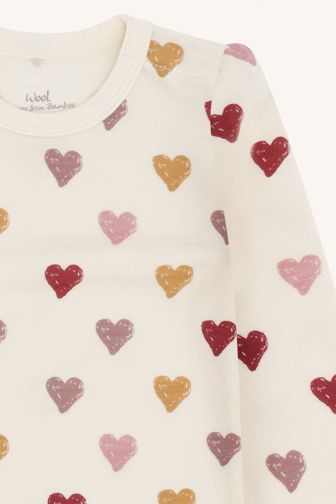 Hust and Claire Baloo body i ull med hjerter – Off White for barn - Brobrobrille