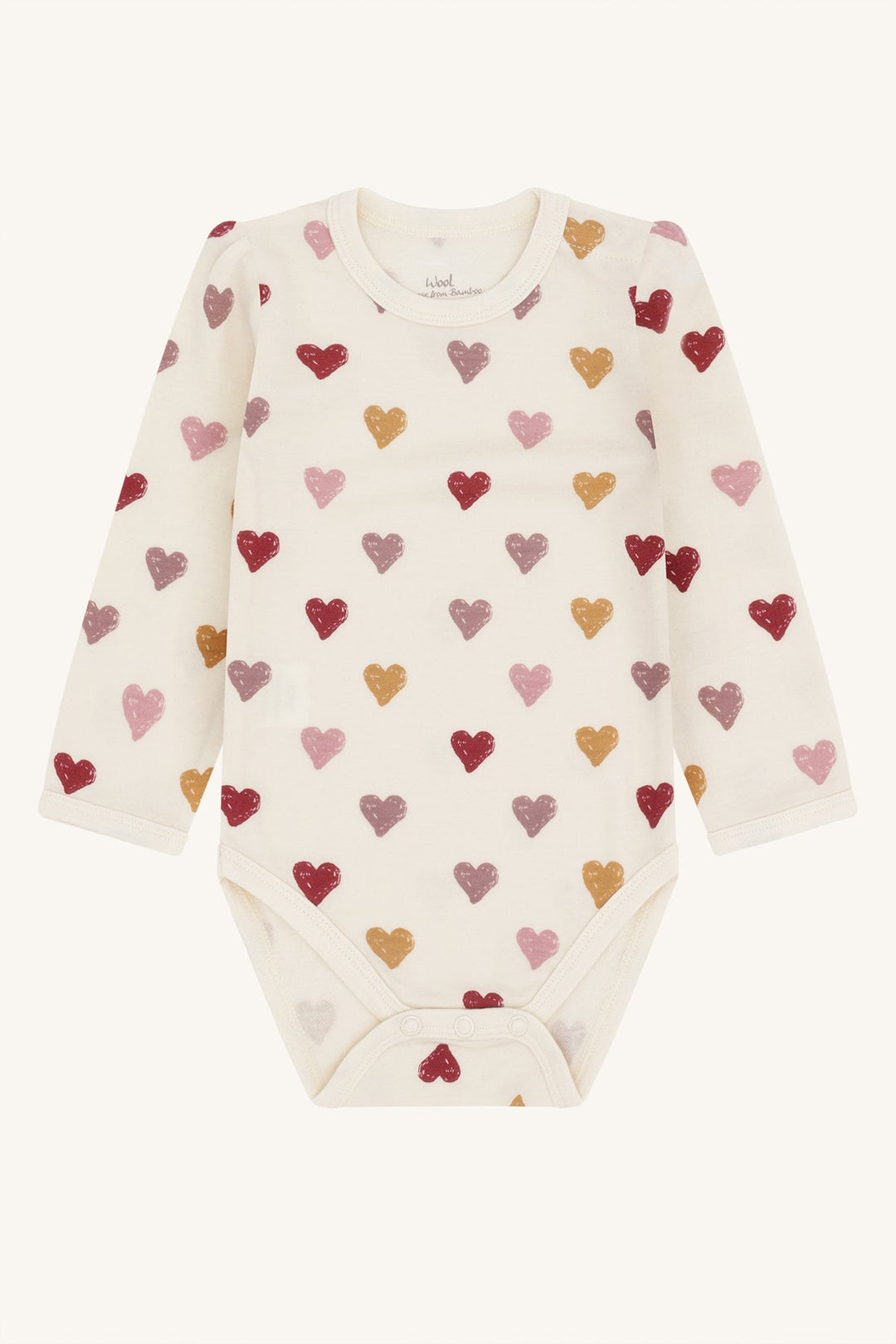 Hust and Claire Baloo body i ull med hjerter – Off White for barn - Brobrobrille