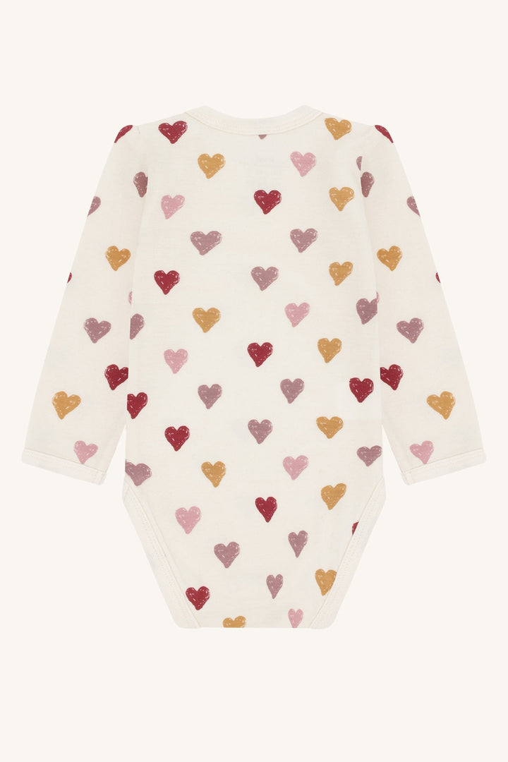 Hust and Claire Baloo body i ull med hjerter – Off White for barn - Brobrobrille