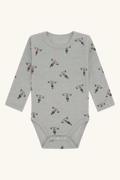 Hust and Claire Baloo body i ull med Strongman - print – Forest Fog for barn - Brobrobrille