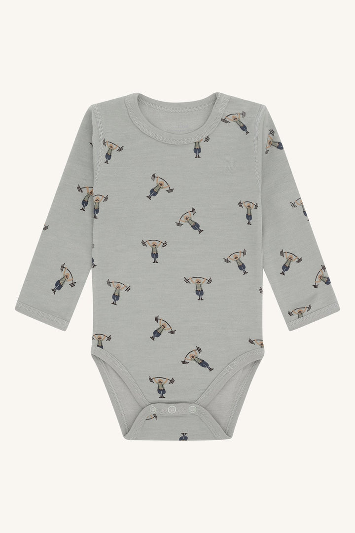 Hust and Claire Baloo body i ull med Strongman - print – Forest Fog for barn - Brobrobrille