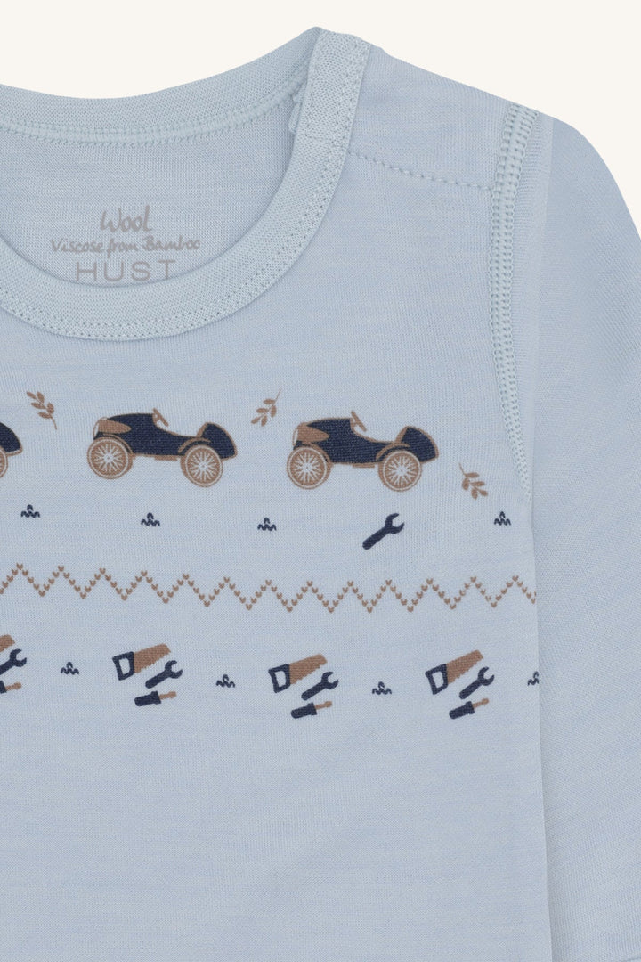 Hust and Claire Baloo Playing body i ull og bambus – Baby Blue for barn - Brobrobrille