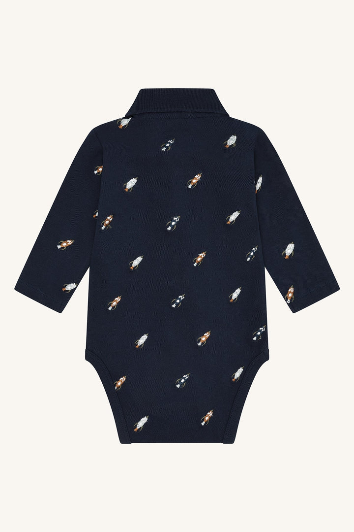 Hust and Claire Bendy Body med Rakettbroderi – More Navy for barn - Brobrobrille