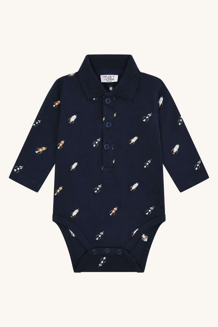 Hust and Claire Bendy Body med Rakettbroderi – More Navy for barn - Brobrobrille