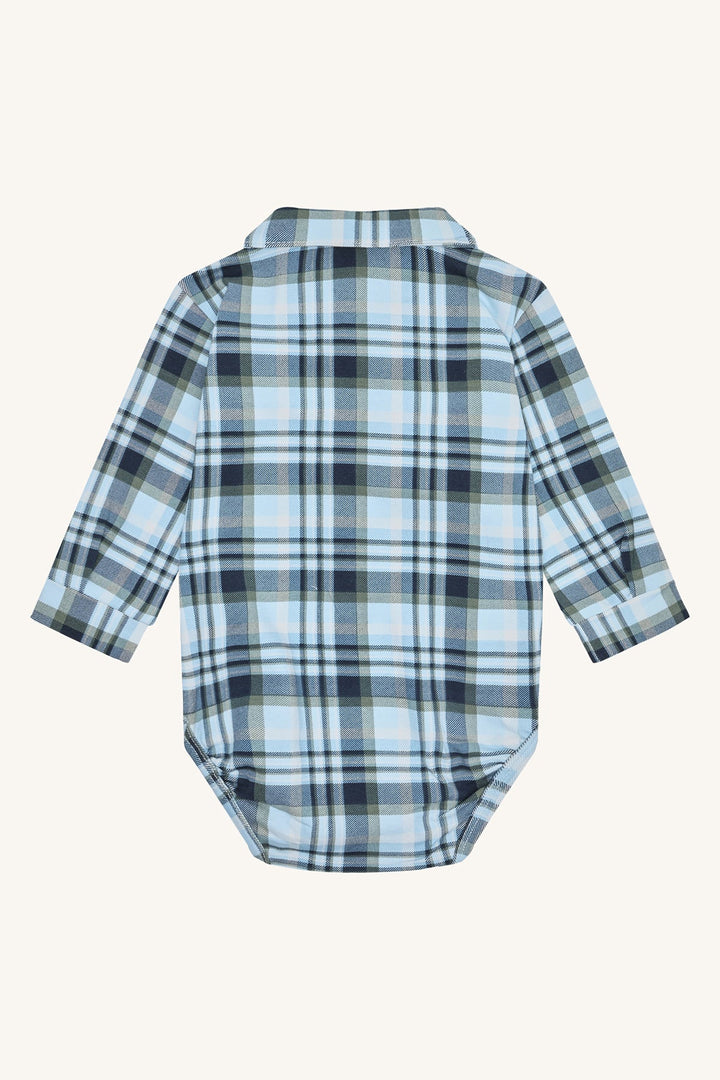 Hust and Claire Boye Fall Check – Bodyskjorte med rutemønster – Iron Blue for barn - Brobrobrille