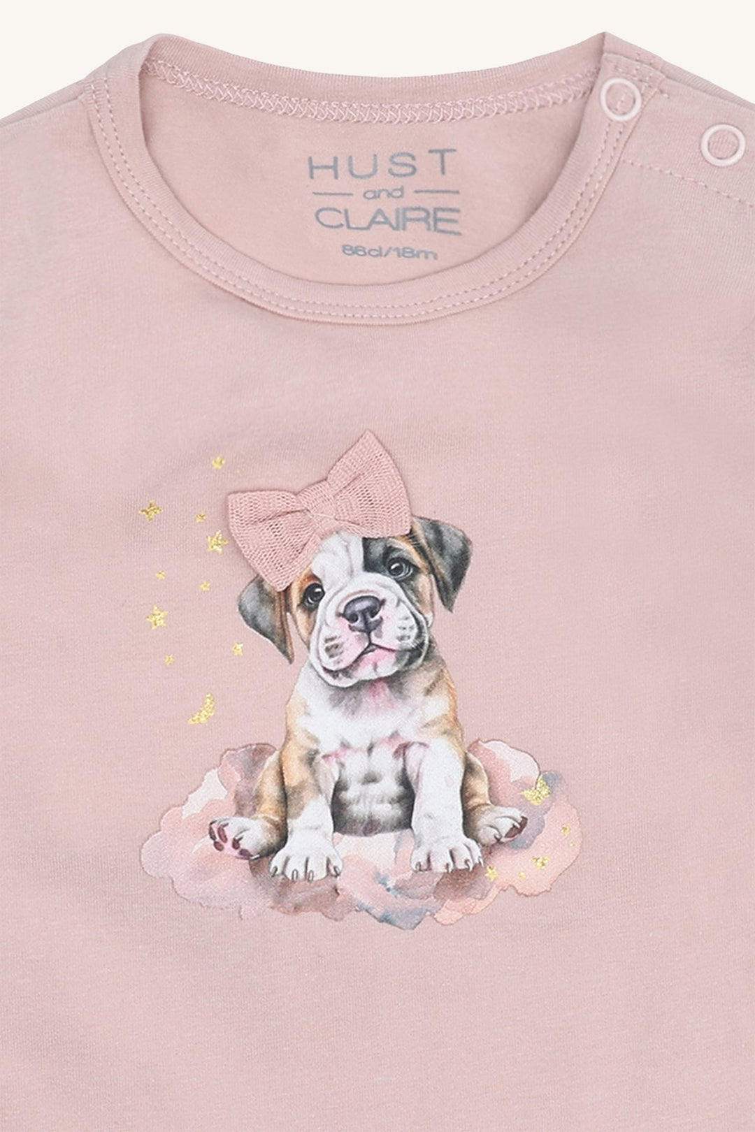 Hust and Claire Bri – Body med valp og sløyfe – Adobe Rose for barn - Brobrobrille