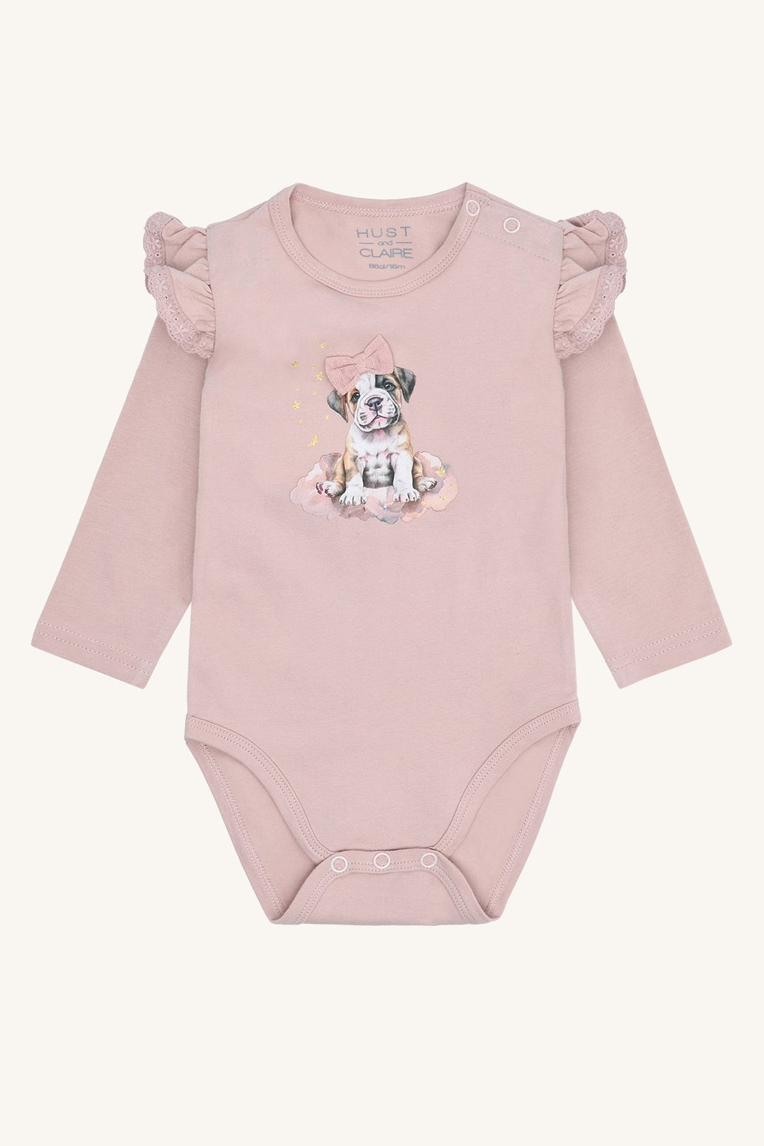 Hust and Claire Bri – Body med valp og sløyfe – Adobe Rose for barn - Brobrobrille