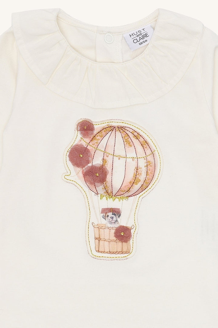 Hust and Claire Britt body med ballongmotiv og krage – Sugar for barn - Brobrobrille
