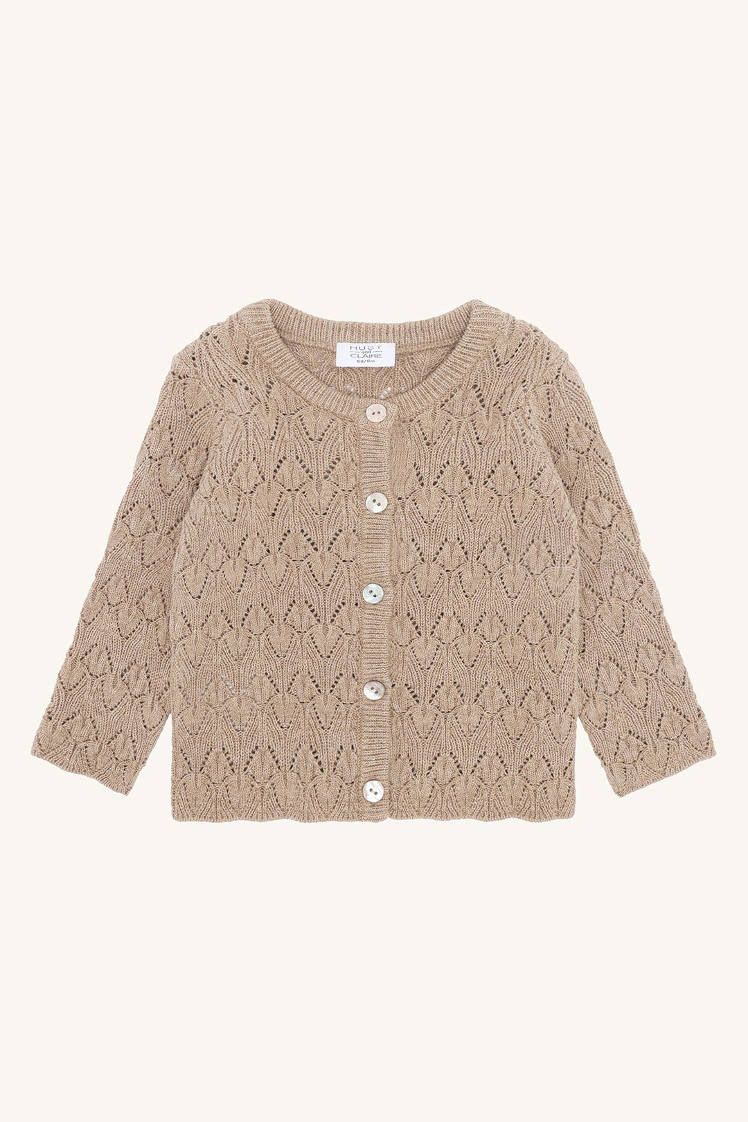 Hust and Claire Cilja Cardigan Pointelle - Biscuit for barn - Brobrobrille