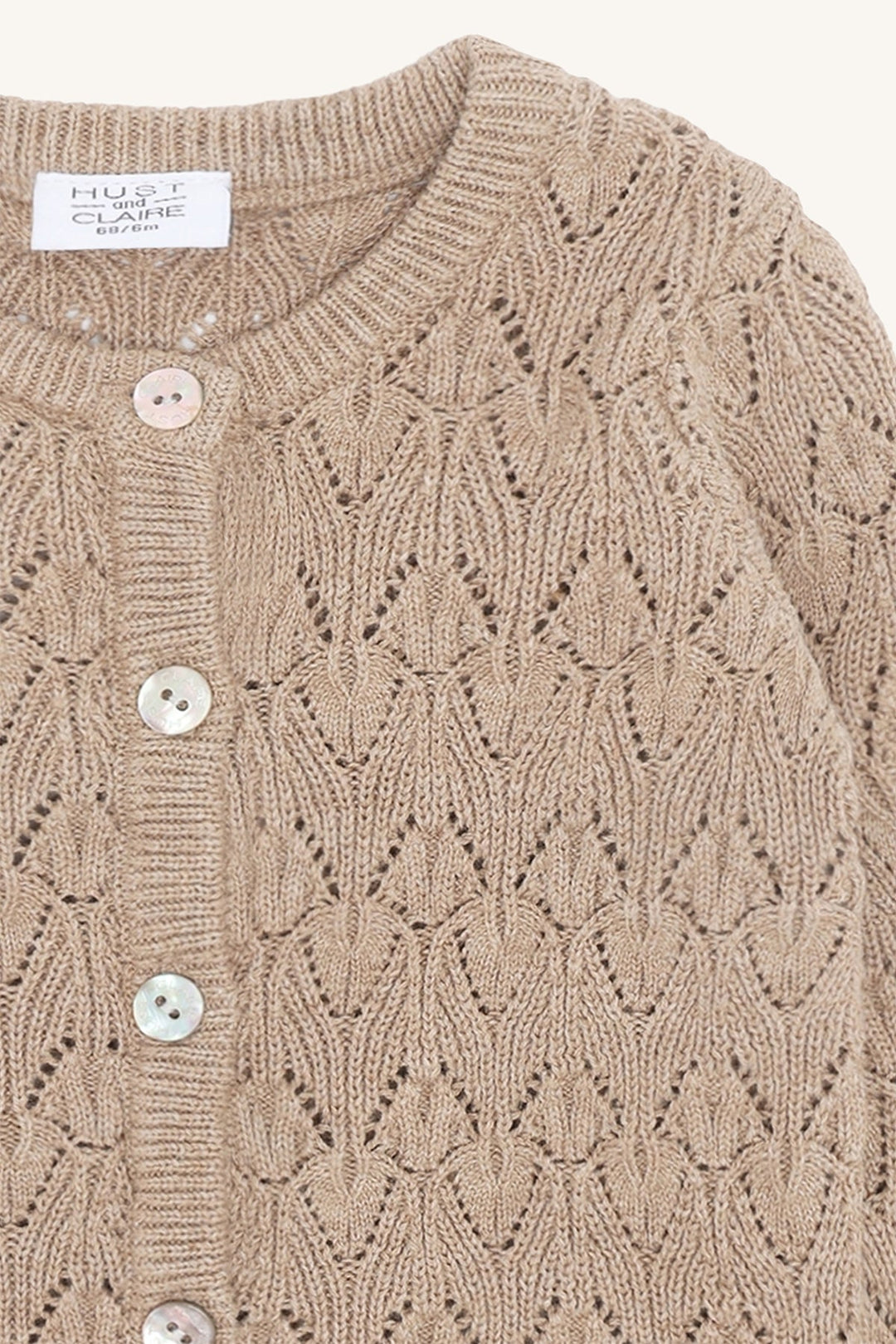 Hust and Claire Cilja Cardigan Pointelle - Biscuit for barn - Brobrobrille
