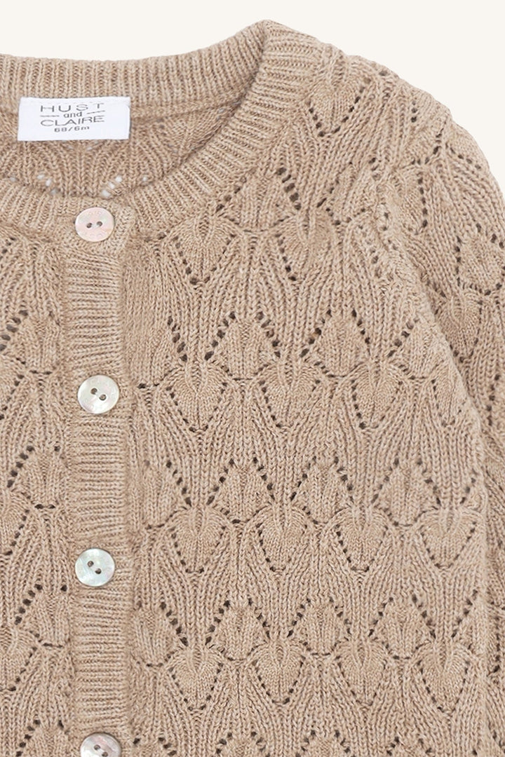 Hust and Claire Cilja Cardigan Pointelle - Biscuit for barn - Brobrobrille