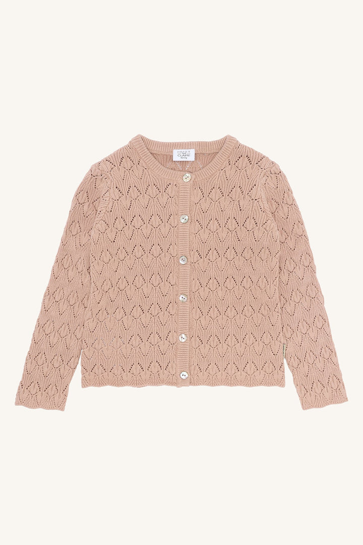 Hust and Claire Cilja Cardigan Pointelle - Rugby Tan for barn - Brobrobrille