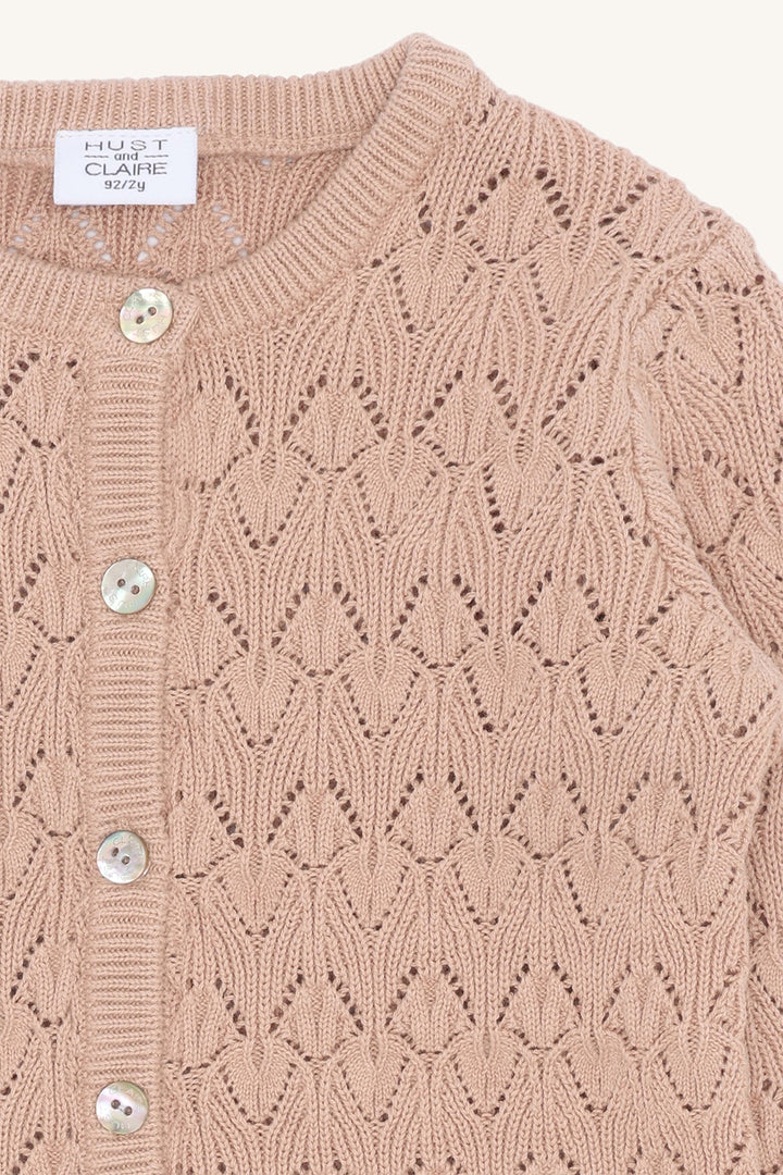 Hust and Claire Cilja Cardigan Pointelle - Rugby Tan for barn - Brobrobrille