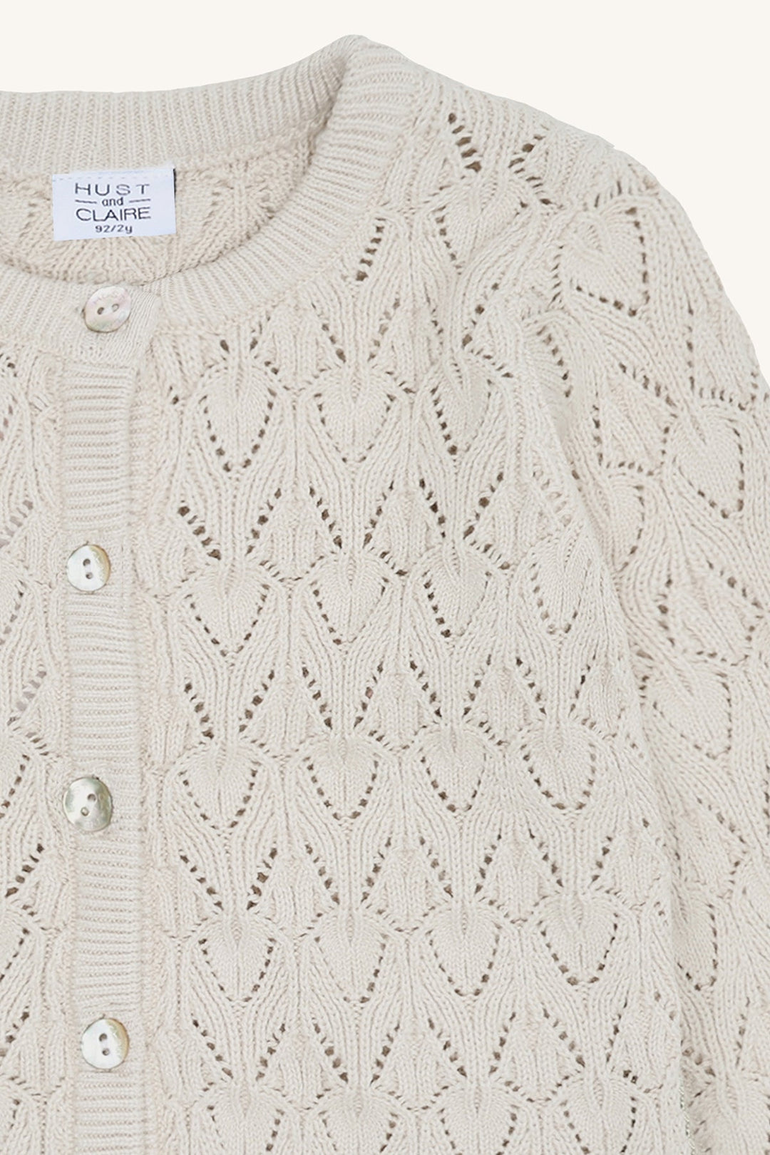 Hust and Claire Cilja strikket cardigan i pointellemønster – French Oak for barn - Brobrobrille