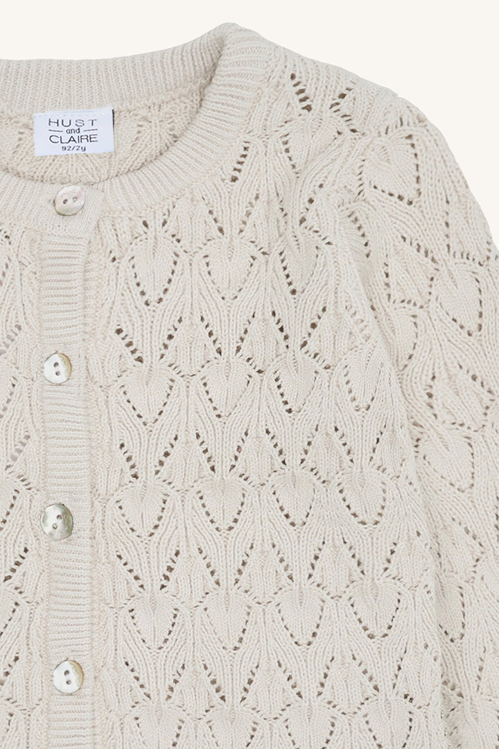 Hust and Claire Cilja strikket cardigan i pointellemønster – French Oak for barn - Brobrobrille