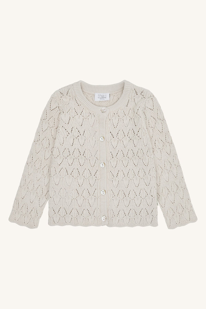 Hust and Claire Cilja strikket cardigan i pointellemønster – French Oak for barn - Brobrobrille