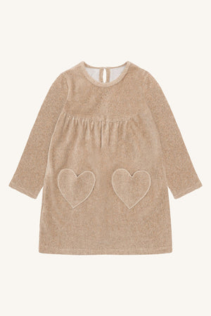 Hust and Claire Donna Kjole Ottoman Velour – Biscuit for barn - Brobrobrille