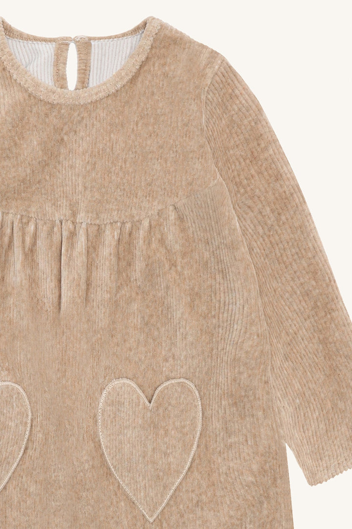 Hust and Claire Donna Kjole Ottoman Velour – Biscuit for barn - Brobrobrille