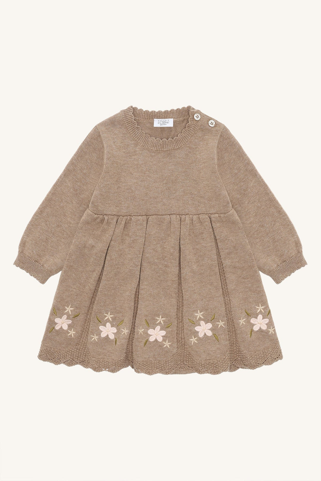 Hust and Claire Klara Kjole Flower - Biscuit for barn - Brobrobrille