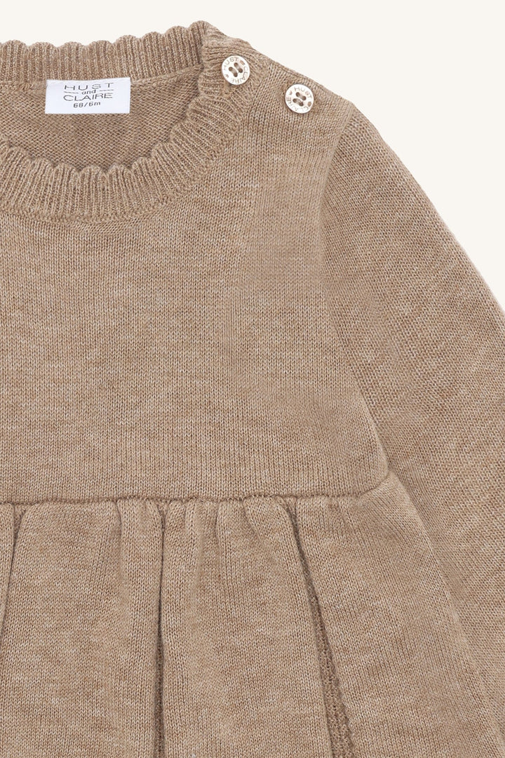 Hust and Claire Klara Kjole Flower - Biscuit for barn - Brobrobrille