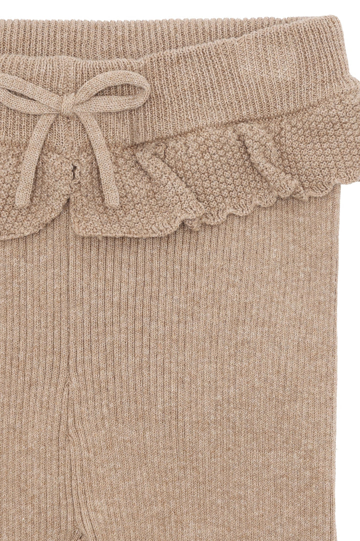 Hust and Claire Lisa Strikket Ribbtights - Biscuit for barn - Brobrobrille
