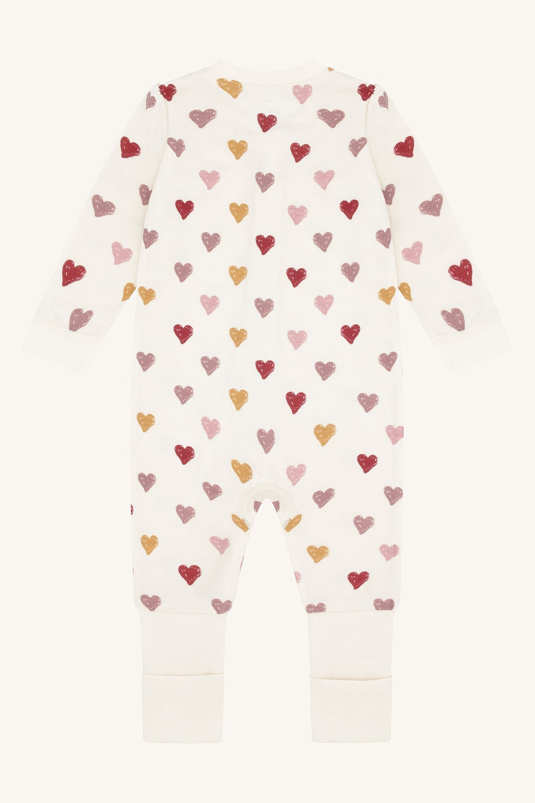 Hust and Claire Manu ullpyjamas med hjerter – Off White for barn - Brobrobrille