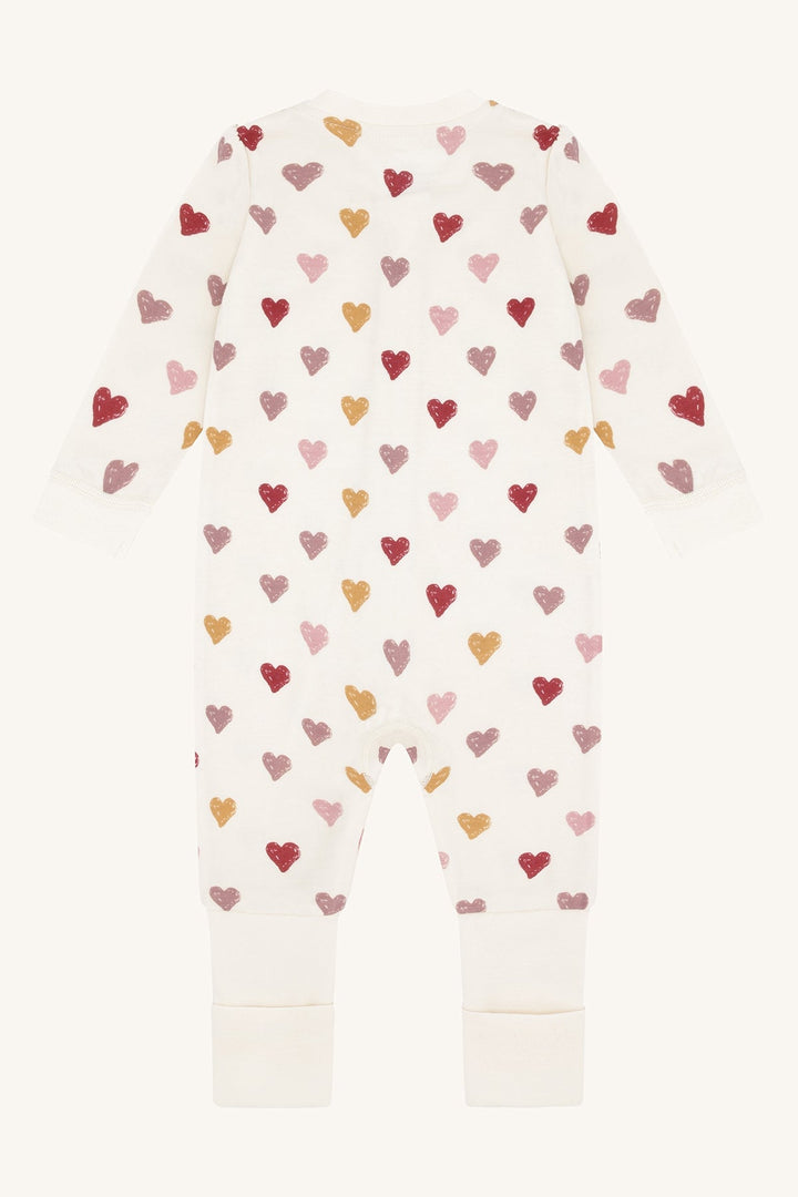 Hust and Claire Manu ullpyjamas med hjerter – Off White for barn - Brobrobrille