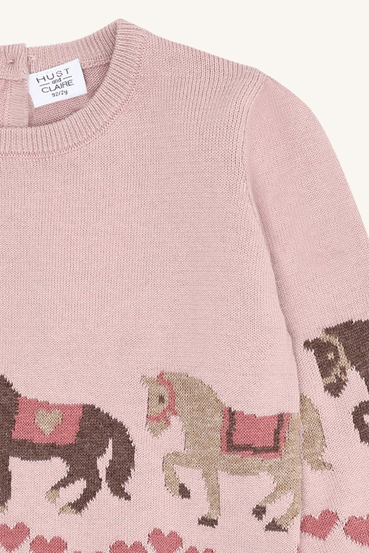 Hust and Claire Pani genser med hestemotiv – Adobe Rose for barn - Brobrobrille