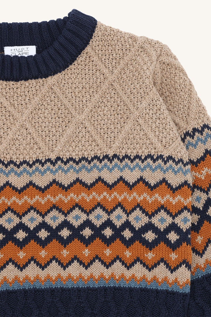 Hust and Claire Pelle Strikkegenser - Biscuit for barn - Brobrobrille