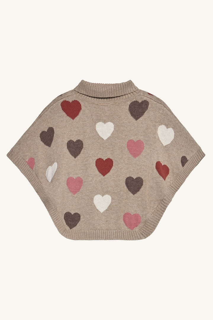Hust and Claire Pinja poncho med hjerter – Biscuit for barn - Brobrobrille