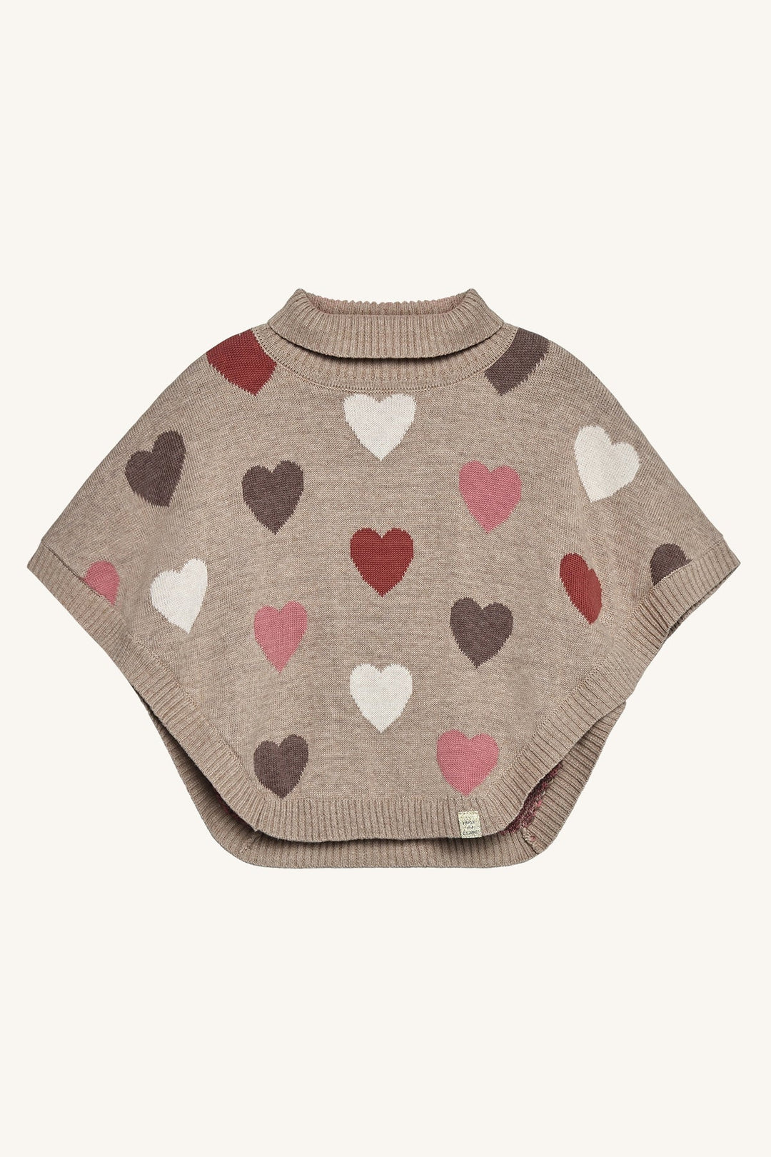 Hust and Claire Pinja poncho med hjerter – Biscuit for barn - Brobrobrille
