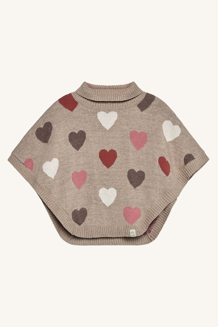 Hust and Claire Pinja poncho med hjerter – Biscuit for barn - Brobrobrille