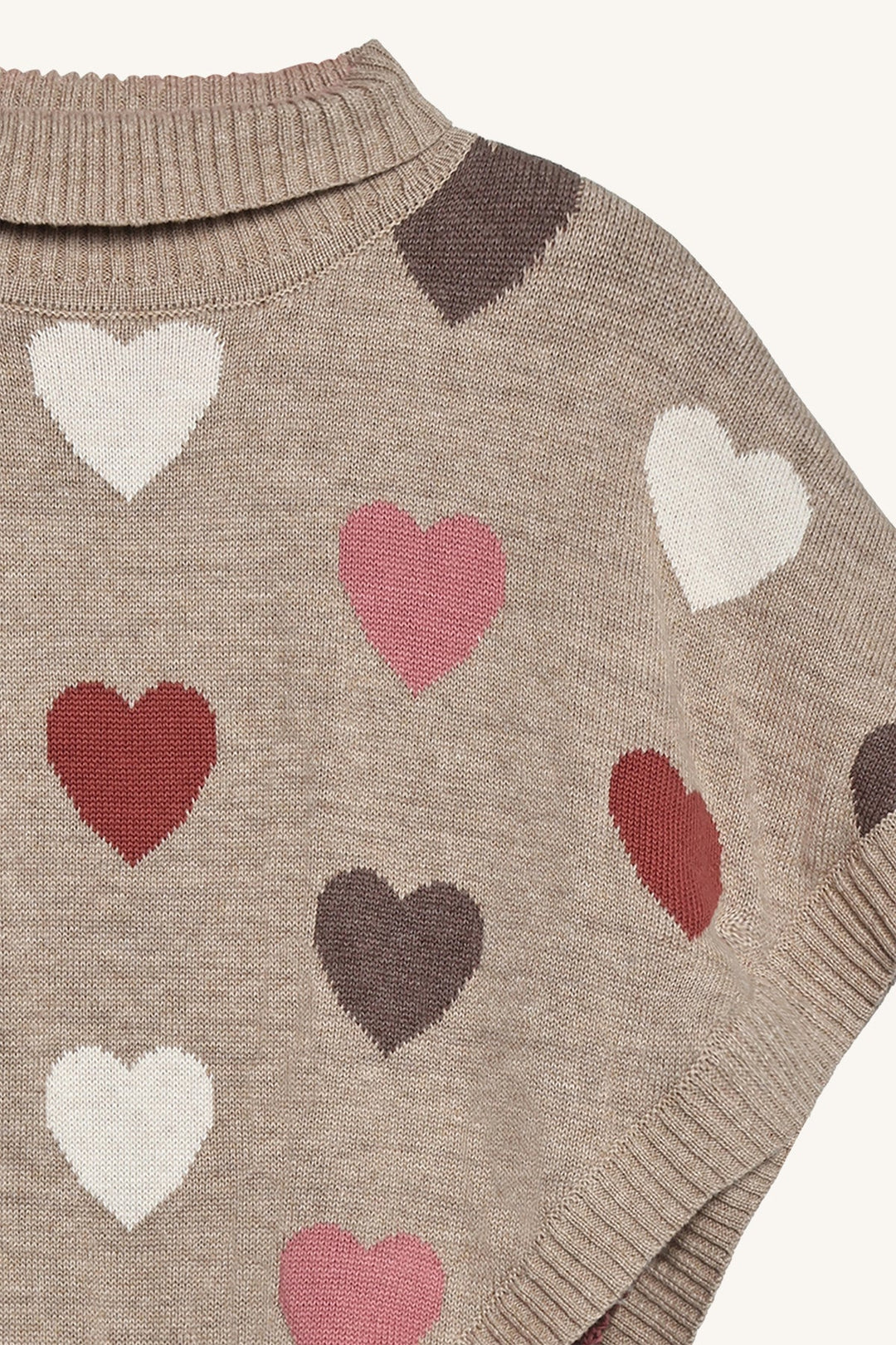Hust and Claire Pinja poncho med hjerter – Biscuit for barn - Brobrobrille