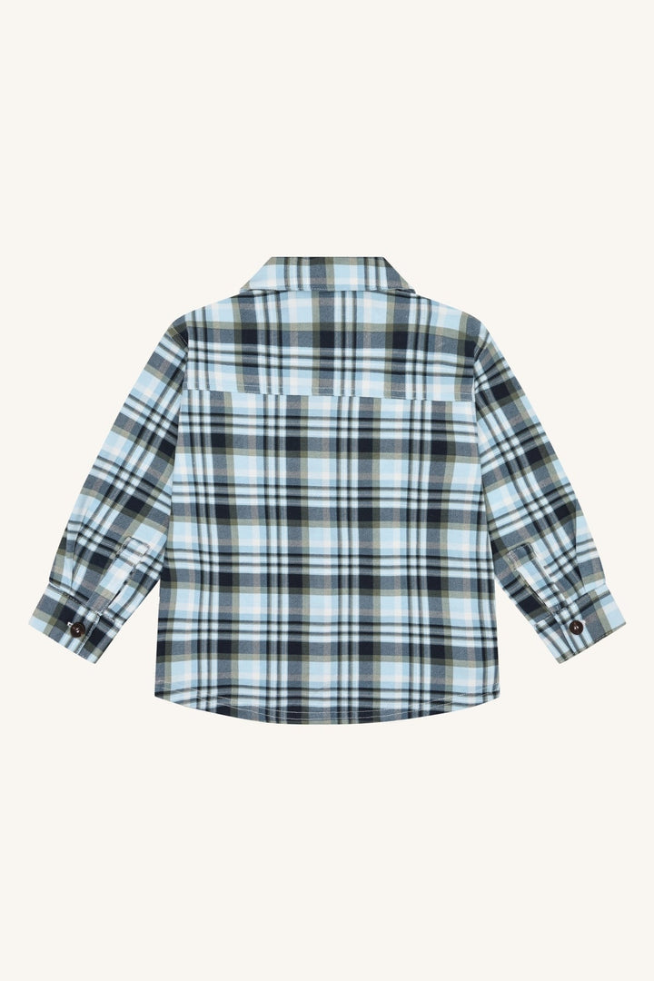 Hust and Claire Ravn Fall Check skjorte i rutet bomull – Iron Blue for barn - Brobrobrille