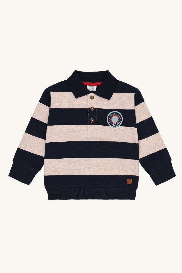 Hust and Claire Sejer Colorblock genser med krage – More Navy for barn - Brobrobrille