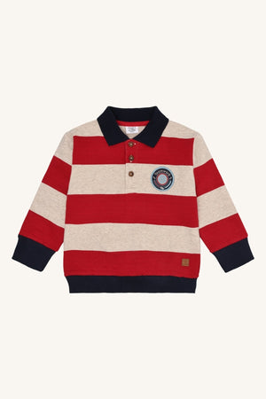 Hust and Claire Sejer Colorblock genser med krage – Warm Red for barn - Brobrobrille