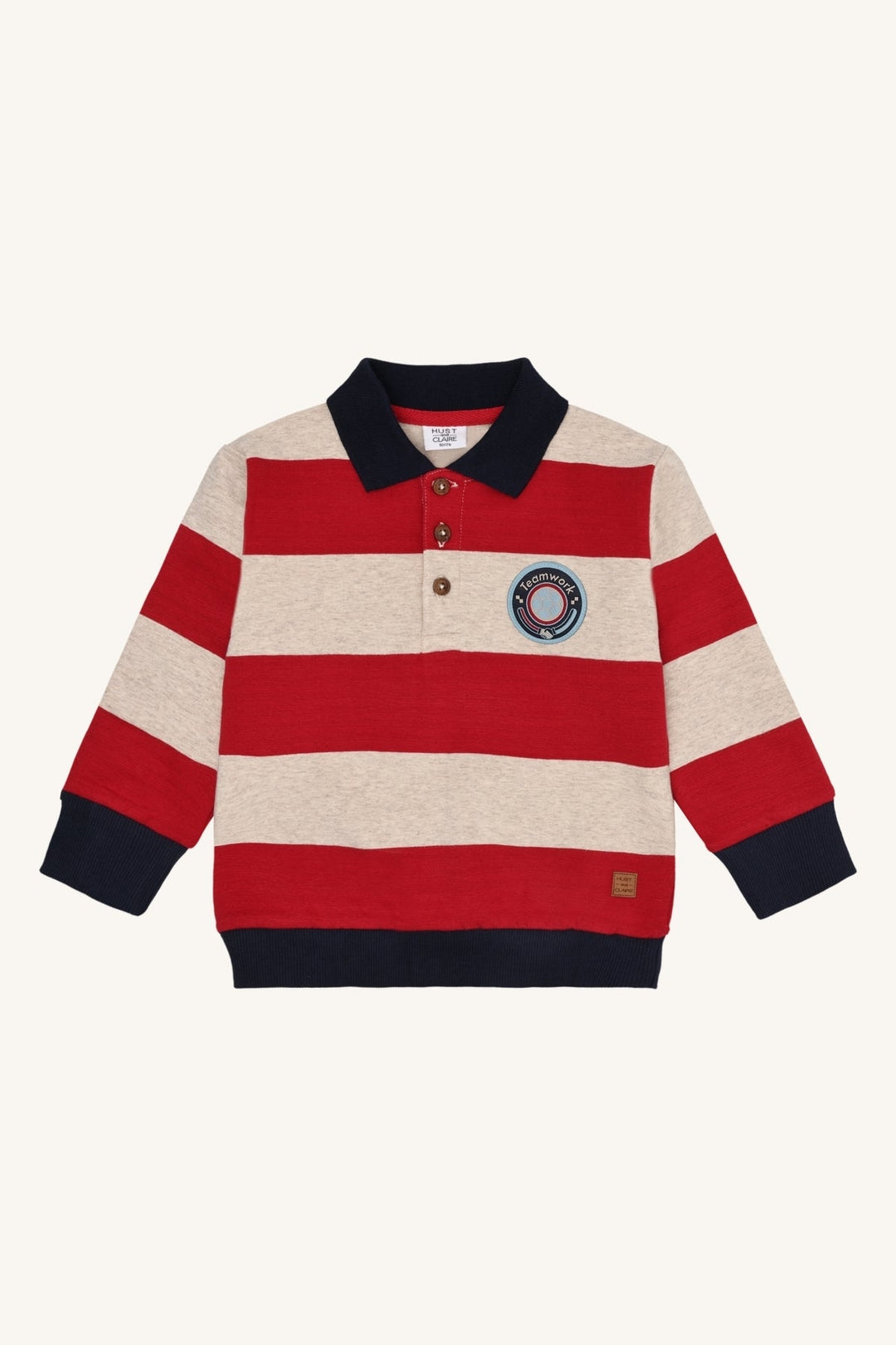 Hust and Claire Sejer Colorblock genser med krage – Warm Red for barn - Brobrobrille