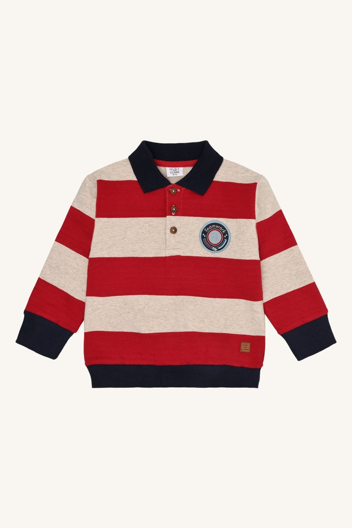 Hust and Claire Sejer Colorblock genser med krage – Warm Red for barn - Brobrobrille