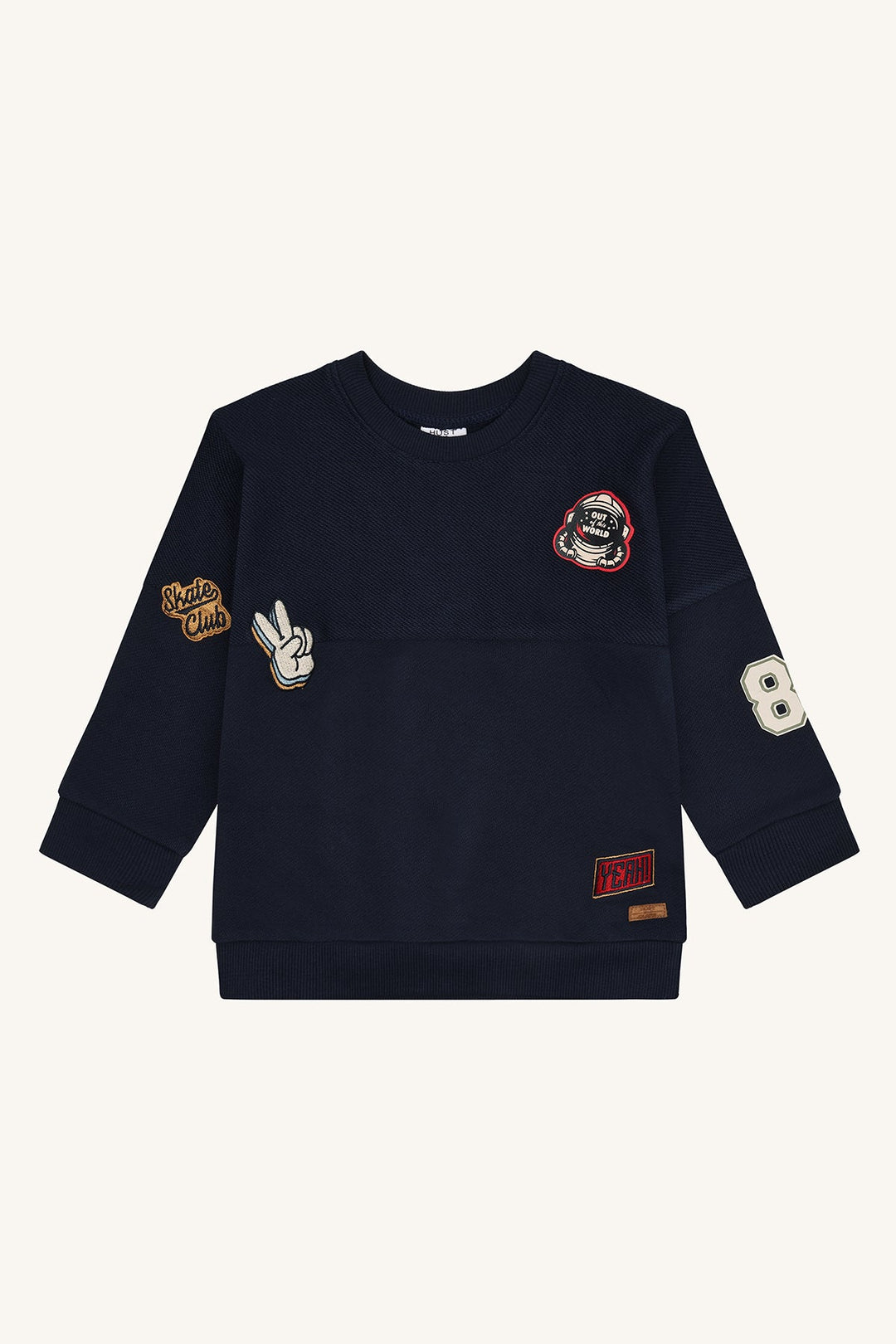 Hust and Claire Sejer Cross Terry genser med broderte patches – More Navy for barn - Brobrobrille