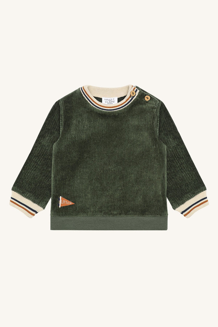 Hust and Claire Sofus Genser Ribbed Velour - Deep Ivy for barn - Brobrobrille