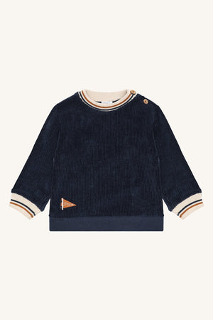 Hust and Claire Sofus Genser Ribbed Velour - More Navy for barn - Brobrobrille