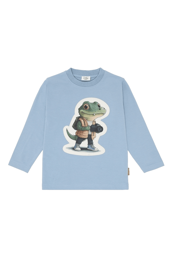 Hust & Claire Anton Croco Langermet t - skjorte – Light Blue for barn - Brobrobrille