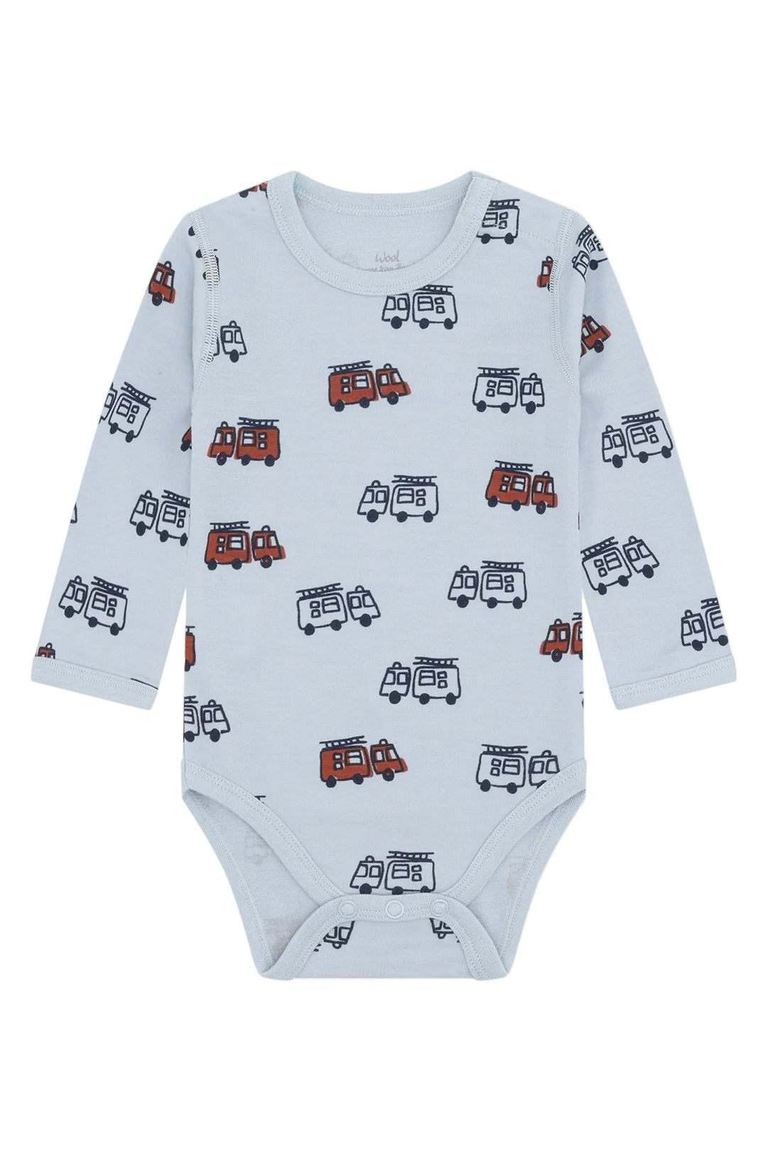Hust &amp; Claire Baloo Firetruck ullbody i ull og bambusviskose - Baby Blue for barn - Brobrobrille