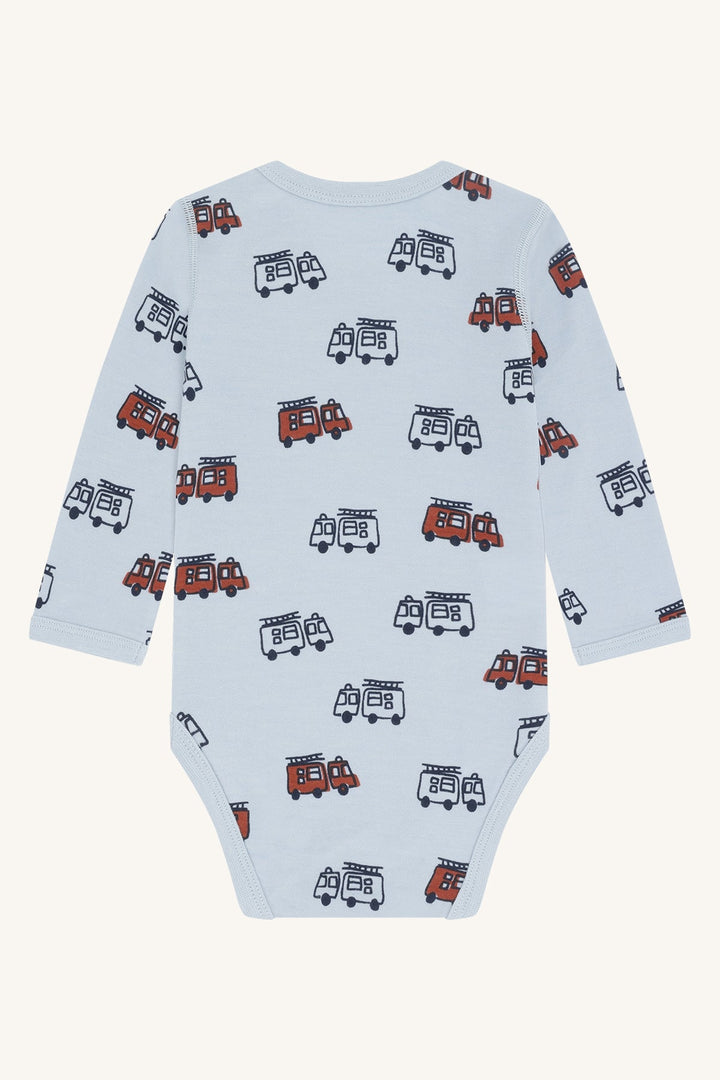 Hust &amp; Claire Baloo Firetruck ullbody i ull og bambusviskose - Baby Blue for barn - Brobrobrille