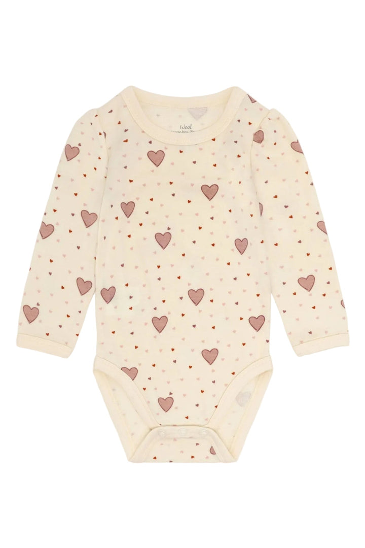 Hust &amp; Claire Baloo Hearts ull/bambus body - Off White for barn - Brobrobrille