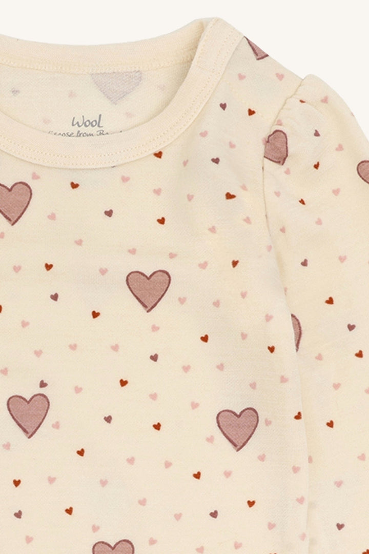 Hust &amp; Claire Baloo Hearts ull/bambus body - Off White for barn - Brobrobrille